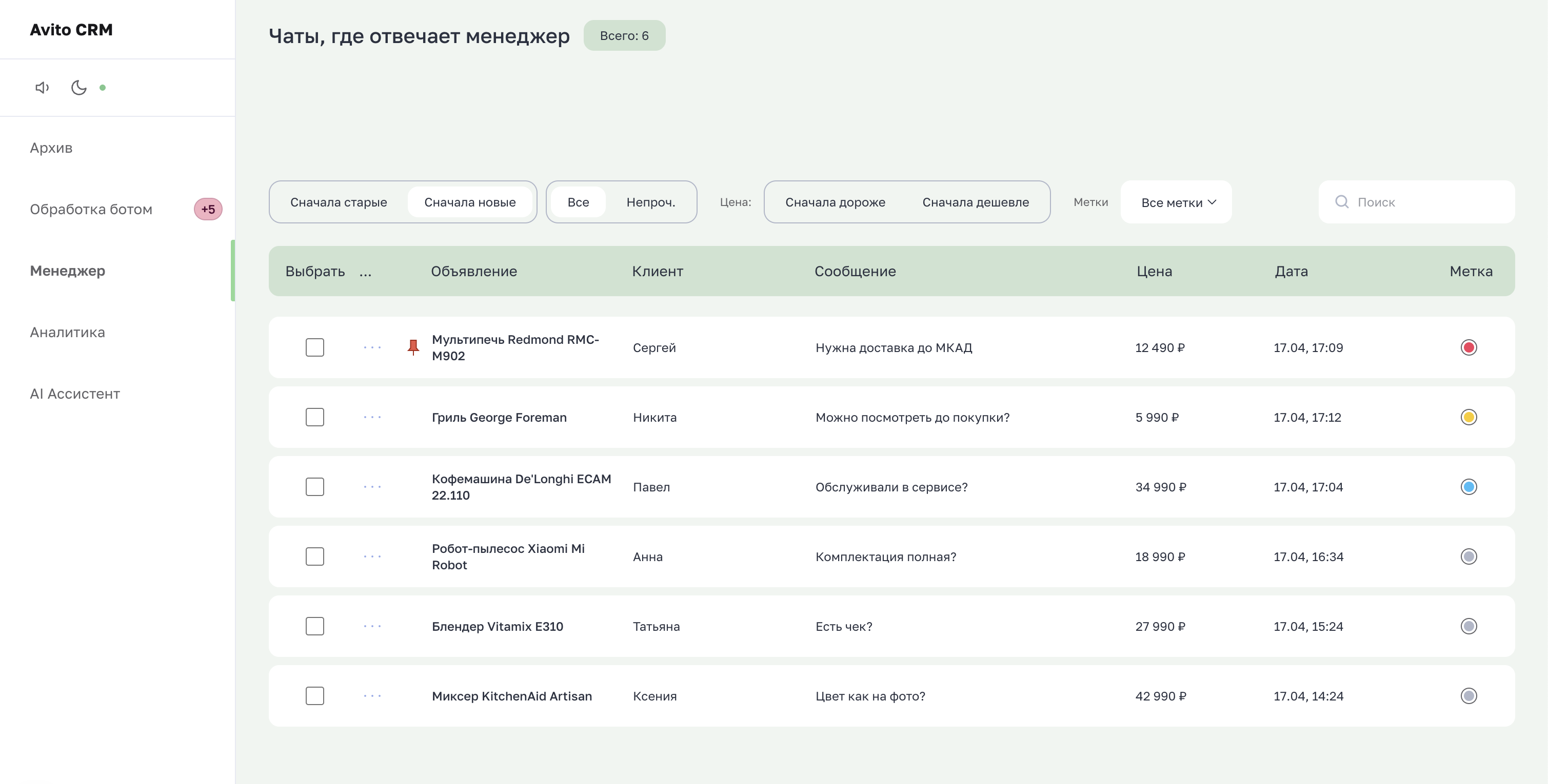 CRM для Авито с ИИ