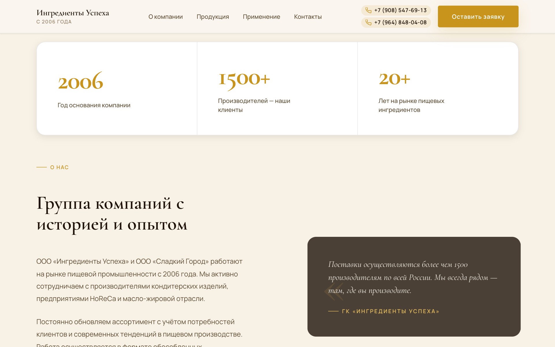 Ингредиенты Успеха — о компании