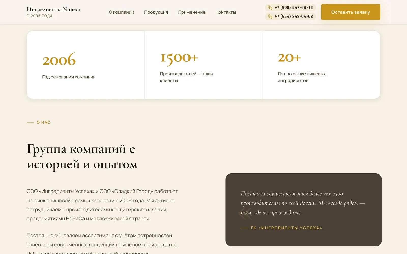Ингредиенты Успеха — о компании